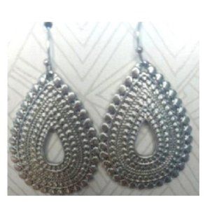 Silver Tear Drop Shaped Dangle Earrings
